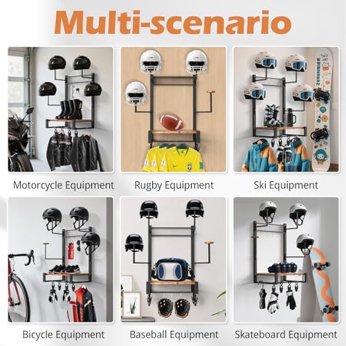 TheElves Motorcycle Helmet Wall Mount Rack with 4 Holders