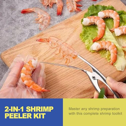 Multifunctional Shrimp Deveiner & Peeler Set, All-in-One Shrimp Cleaner Knife, Efficient Portable Shell Remover Tool for Easy Peeling Deveining, Pelador y Limpiador de Camarones