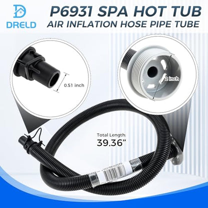 DRELD P6931 Lay Z Spa Hot Tub Air Inflate Inflation Hose Pipe Tube, Replacement for Coleman, Intex & Best-Way Portable Spa Pump, Saluspa Pure-spa, Massage Bath Tub