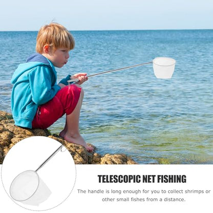 POPETPOP Aquarium Net for Small Fish and Shrimp, Stainless Steel Extendable Handle 3D Fine Mesh Catching Net for Mini Fish Tanks and Shrimp Cleaning