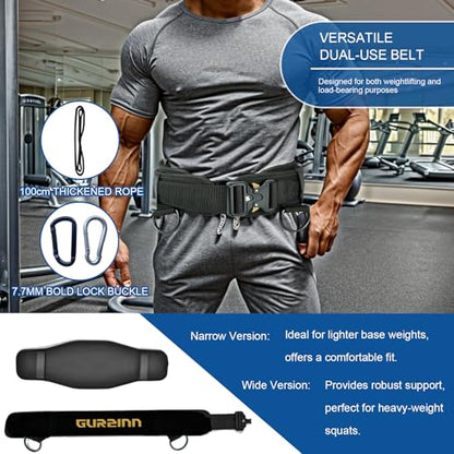 Weight Lifting Belt Gym Fitness with Quick Locking, Dip Belt with rope, Weighted Pull Up Belt for Gym Fitness Powerlifting Squat - color: Black