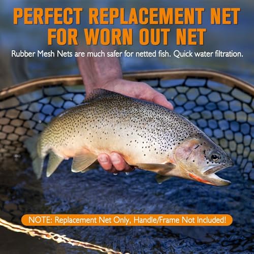 Rubber Fishing Net Replacement Netting Without Handle Clear Black Fishing Nets for Fish Fly Fish Landing Net Bag for Freshwater Saltwater Foldable Trout Net Rubber Mesh 5 Sizes White Black Red