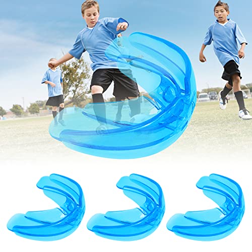 3 Pack Kids Youth Mouth Guard Football Sports Braces Mouthguards for Mouthpiece Boys Teeth for MMA Boxing Rugby Kickboxing Taekwondo Softball Lacrosse to Braces EVA Transparent Blue - color: Blue