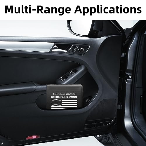 Car Registration Insurance Holder, 2Pack Essential Auto Card Document Glove Box Organizer with Touch Fastener, Vehicle Interior Accessories Perfect for Most Car, Truck, SUV (Black/White Flag)