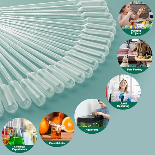 25 Pack 1ML Plastic Droppers – Disposable Pipettes for Essential Oils, Labs & DIY | Leakproof, Accurate Scale, Strong Suction | Science, Art, Healthcare