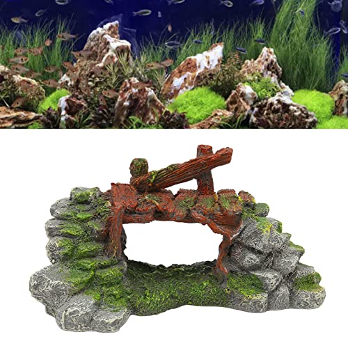 Aquarium Bridge Decoration, 18x10x9cm, Non Resin, Safe for Freshwater and Saltwater, Realistic Design, Compact and Easy to Clean, for Fish Pets