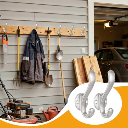 10 Pack Coat Hooks Wall Mount Heavy Duty Utility Retro Double Hooks for Hanging Coats,Hat, Towel, Key, Robe, Scarf, Bag, Cap (Silver) - color: 10 Pack-Silver