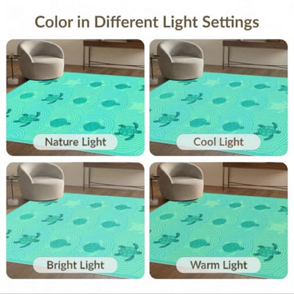 8'x10' Washable Modern Turtle Large Rug, Turquoise Non-Shedding Pet Friendly Carpet Foldable Easy Care Mat for King Size Bedroom, Master Suite, Under Bed | Ref:1955115 - color: Blue/Pattern 12, size: 8' x 10' (Rectangular)