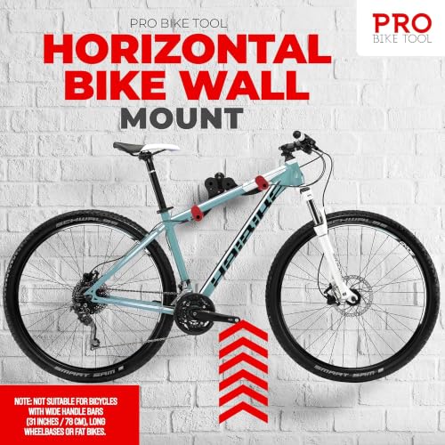 PRO BIKE TOOL Bike Rack for Garage Wall Mount - Horizontal Bike Storage - color: Red