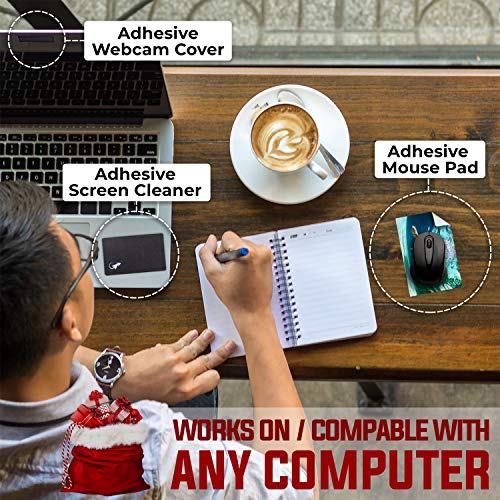 Mouse Pad Adhesive Bottom - Sticks to Any Surface - Portable - Webcam Covers and Screen Cleaner Included (Dog Dive) - color: DOG DIVE