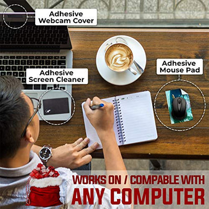 Mouse Pad Adhesive Bottom - Sticks to Any Surface - Portable - Webcam Covers and Screen Cleaner Included (Dog Dive) - color: DOG DIVE