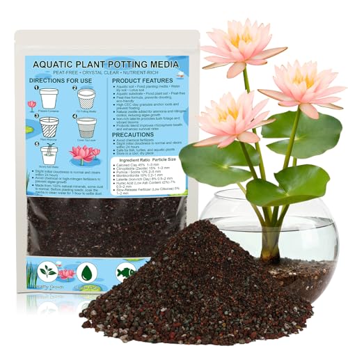 Aquatic Plant Soil for Water Lily & Lotus – Clay-Based, Nutrient-Rich Pond Plant Growing Medium, Ideal for Small Ponds & Water Gardens, Safe for Fish & Aquatic Life 4LB
