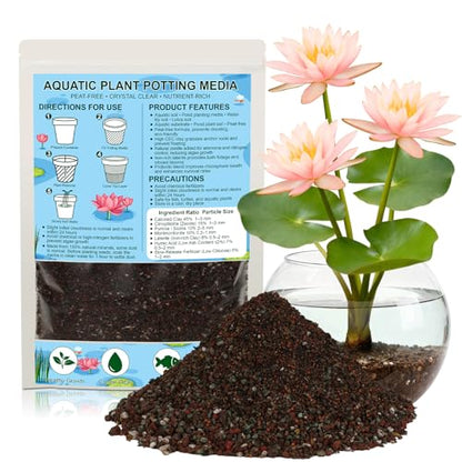 Aquatic Plant Soil for Water Lily & Lotus – Clay-Based, Nutrient-Rich Pond Plant Growing Medium, Ideal for Small Ponds & Water Gardens, Safe for Fish & Aquatic Life 4LB