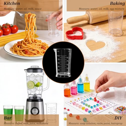 2Pcs Measuring Cup, 4 oz (100ml) Hair Dye Measuring Cups, Clear Plastic Graduated Beakers with Easy-Read Scale for Salon & Home DIY Coloring