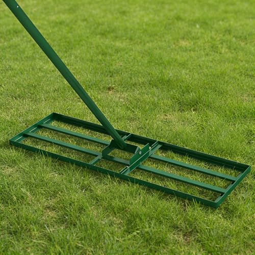 COSTWAY 30x10 Inch Lawn Leveling Rake, Soil Sand Dirt Leveling Tool, Ground Leveler for Yard, Landscape, Garden, Pasture (Green, 30"x10") - color: Green