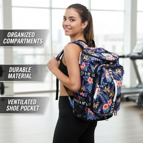 SDTAME Gym Duffel Backpack with Shoe Pocket & Laptop Sleeve - color: Orange