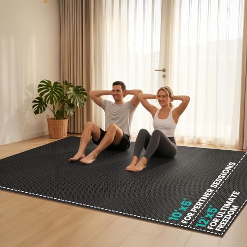 Stepwaver Large Exercise Mat, 6'x4'/7'x5'/8'x5'/9'x5'/10'x5'/12'x5'x8mm - size: 10x5FT