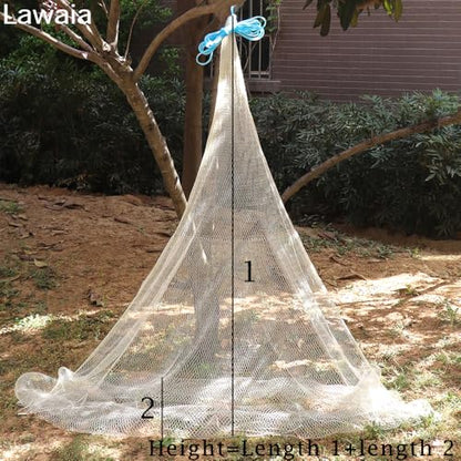 Lawaia Traditional Fishing Cast Net Multifilament Line Landing Net with Steel Pendant Weight Hand Throwing Fish Net White Nylon Small Mesh - color: white, size: 4m high