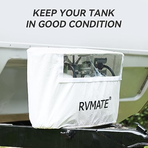RV Propane Tank Cover, Waterproof, Anti-UV, White Camper Propane Tank Cover, Fits 20LB Dual Propane Tanks, for RV/Trailer/Camper Accessories