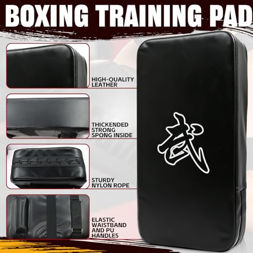 5 PCS Taekwondo Sparring Gear Set Martial Arts Training Equipment Set for Beginners Including Punching Mitts，kick pad，and Boxing pad.Suitable for Teenagers. - color: Black