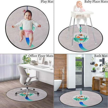 Fishbowl Chandelier Soft Round Office Chair Mat for Hardwood Floors, Windchime Aquarium Style Non-Slip Protector for Rolling Chairs,Protect The Floor from Scratches, Blue Diameter 35.4 in