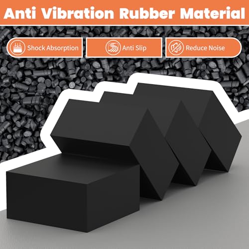Rubber Anti-Vibration Pads, 4" x 4" x 2" Vibration Isolation Mats, 4 PCS Square Non-Slip Rubber Blocks for Central Air Conditioner Outdoor Unit, HVAC, AC Unit, Air Compressor, Black
