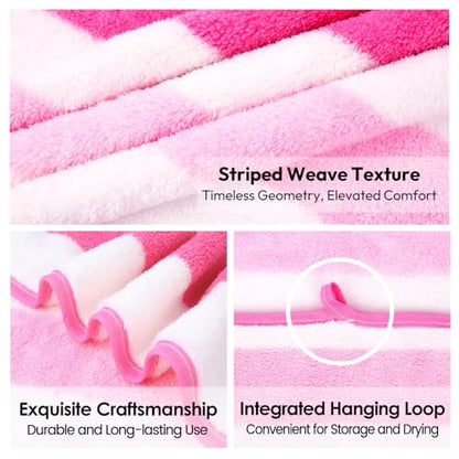 JML Microfiber Bath Towels, 2 Pack, 30" x 60", Cabana Stripe Pink - color: Cabana Stripe Pink, size: 2 Pack (30 in x 60 in)