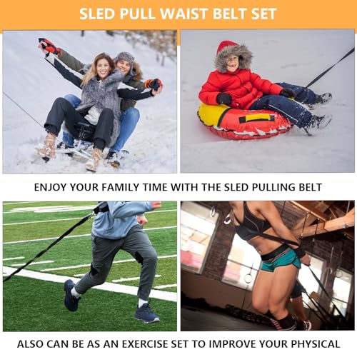 Sled Pulling Belt Set, Adjustable Waist Strap with Pulling Rope | 2Pcs Sled Tire Training Suit to Have Strength Agility Power Exercise Help to Enhance Full Body Building Indoor and Outdoor - size: 6.6ft