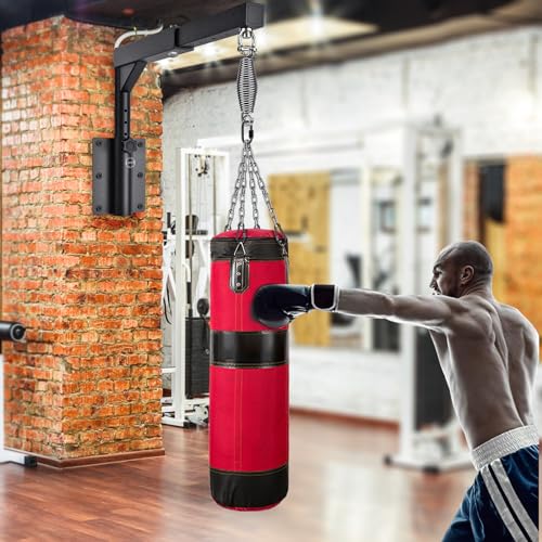 BeneLabel Wall Mount Heavy Bag Hanger, Heavy Duty Punching Bag Stand, Boxing Bag Bracket for Home Gym Indoor Outdoor, 800 LB Capacity - color: Adjustable Heights & Length 17"~25" with Spring