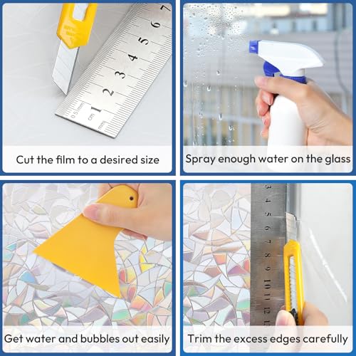 rabbitgoo Window Tint Kit, Window Privacy Film Installation Tint Tools, 3 Pieces Easy to Apply Frosted Glass Stained Glass Privacy Film Application Kit Include Squeegee, Utility Knife, Spray Bottle - color: Yellow Squeegee