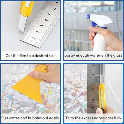 rabbitgoo Window Tint Kit, Window Privacy Film Installation Tint Tools, 3 Pieces Easy to Apply Frosted Glass Stained Glass Privacy Film Application Kit Include Squeegee, Utility Knife, Spray Bottle - color: Yellow Squeegee