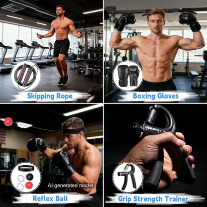 Punching Bag for Adults, 4FT Hanging Heavy Boxing Bag Set with Boxing Gloves for MMA Karate Kickboxing Muay Thai Training at Home Gym - Unfilled