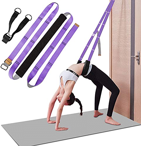 Yoga Fitness Stretching Strap, Adjustable Back Bend Stretch Band Belt, Dance Lower Waist Training Rope Flexibility Stretching Strap Tensile Trainer, for Rehab Pilates Dance Splits Girl Women - color: Purple