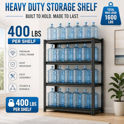 PRESTELION Aquarium Stand Fish Tank Stand 1600LBS Metal Shelving Adjustable Heavy Duty Storage Shelves Display Shelves Utility Shelf for Turtle Tank, Reptile Terrarium, 54" H×39.4" W×17.7" D, Black - size: 4-TIER 54"H×39.4"W×17.7"D