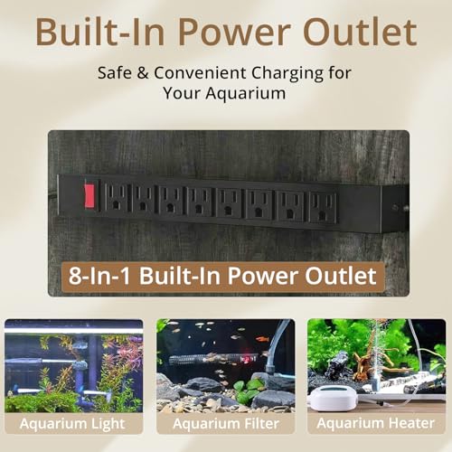 VOWNER 100-150 Gallon Fish Tank Stand with Power Outlet, Heavy Duty Aquarium Stand with Cabinet Storage for Fish Tank, Turtle Tank, Reptile Terrarium, 60" L*23.6" W Tabletop, 2200 LBS Capacity, Grey - color: Grey