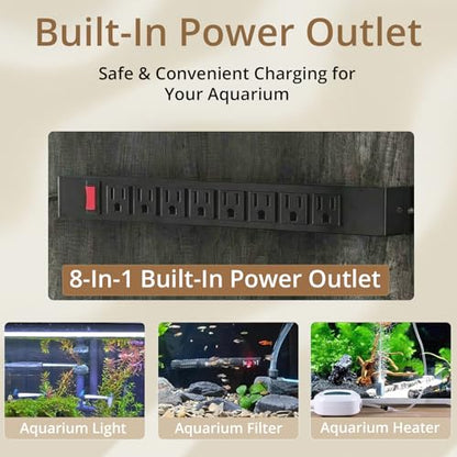 VOWNER 100-150 Gallon Fish Tank Stand with Power Outlet, Heavy Duty Aquarium Stand with Cabinet Storage for Fish Tank, Turtle Tank, Reptile Terrarium, 60" L*23.6" W Tabletop, 2200 LBS Capacity, Grey - color: Grey