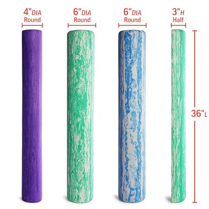OPTP PRO-ROLLER Standard Density Foam Roller – Half-Round, Green, 36" x 3" | Standard density foam roller for physical therapy, Pilates, yoga foam roll exercises, and muscle recovery, Half-round