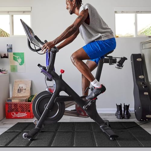 THAILE Exercise Bike Mat for Peloton, 63" x 30" x 6mm Floor Protector | Stability & Cushioning Reduces noise and vibration under Peloton-compatible bikes, spin bikes, treadmills and walking pads. - size: 63"L x 29.5"W x 0.24"Th