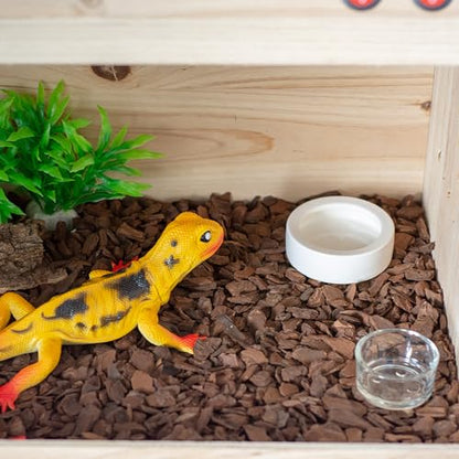 OMEM Worm Dish Mini Reptile Food Bowl Ceramics Made Mealworms Bowls Anti-Escape for Lizard Gecko Leopard Bearded Dragon (S)