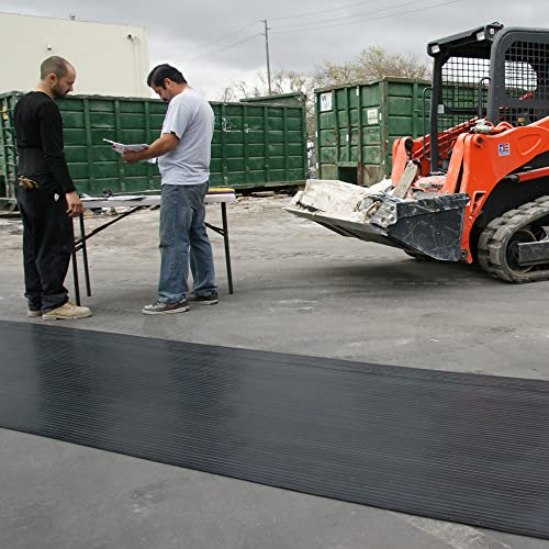 Rubber-Cal Wide-Rib Corrugated Rubber Floor Mat - 1/8 in. Thick x 3ft x 2.5ft Roll