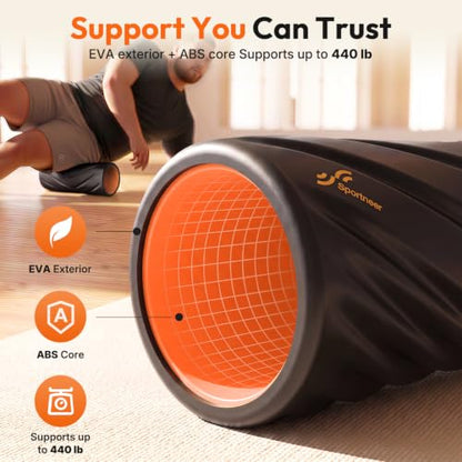 Sportneer 4 in 1 Pilates Foam Roller Muscle Relax Kit - color: Black