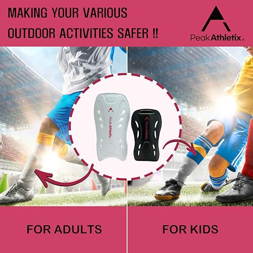 Soccer Shin Guards – Lightweight Protective Gear for Youth & Adults - color: White, size: Large-X-Large