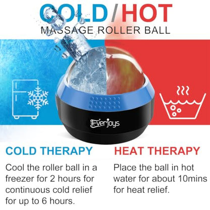 Massage Ice Roller Ball Cold & Heat Therapy Tissue Relief Muscle Recovery - color: Black and Blue