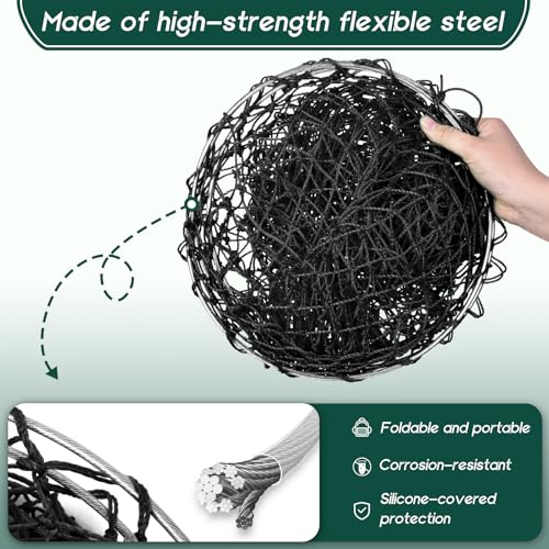 Foldable Drop and Pier Fishing Net, Portable Bridge Net, Foldable Crab Net Bait Shrimp Net with Foldable Bucket Soft Steel Hoop and 32FT Rope Storage Bag