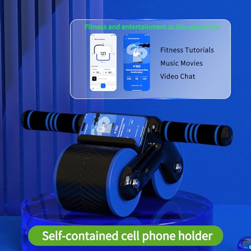 Auto Rebound Ab Roller with Kneeling Mat Exercise Wheels for Beginner