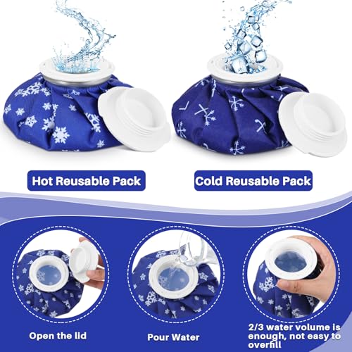 Honoson Reusable Ice Bags Hot Cold Therapy Leakproof,Snowflakes Style | Screw Cap Leak-proof Seal, For Injuries Swelling Bruises Fever, Soft Breathable Fabric Stays Flexible, Wide Opening Easy Fill - style: Snowflakes Style