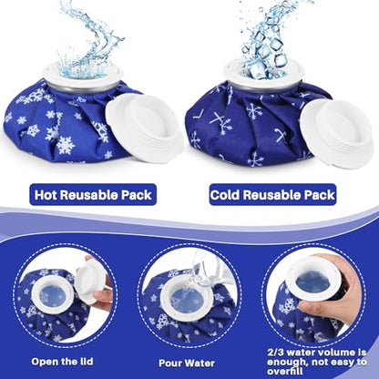 Honoson Reusable Ice Bags Hot Cold Therapy Leakproof,Snowflakes Style | Screw Cap Leak-proof Seal, For Injuries Swelling Bruises Fever, Soft Breathable Fabric Stays Flexible, Wide Opening Easy Fill - style: Snowflakes Style