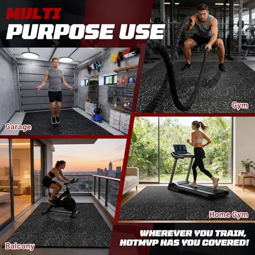 Interlocking Exercise Equipment Mats, 0.56" Thick 12 Tiles (48 Sq Ft) - Rubber Top Gym Flooring with High Density EVA Foam, Heavy Weight Workout Mats for Home GymFloor Protection,Black/White - size: 48 Sq Ft (12 Tiles)