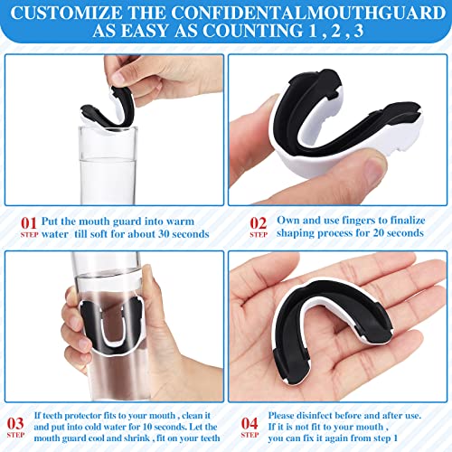 Frienda Adult Mouth Guards for Sports with Case - color: Black With White