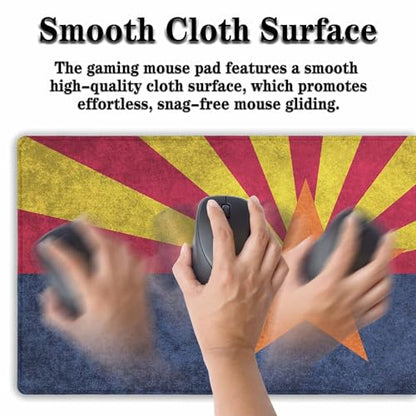 Gaming Desk Mat - Yellow Modern Mouse Pad, Extra Large Non-Slip Rubber Base, 35.4" X 15.7" for Work, Game, Office, Home - Arizona State Flag - color: Arizona State Flag